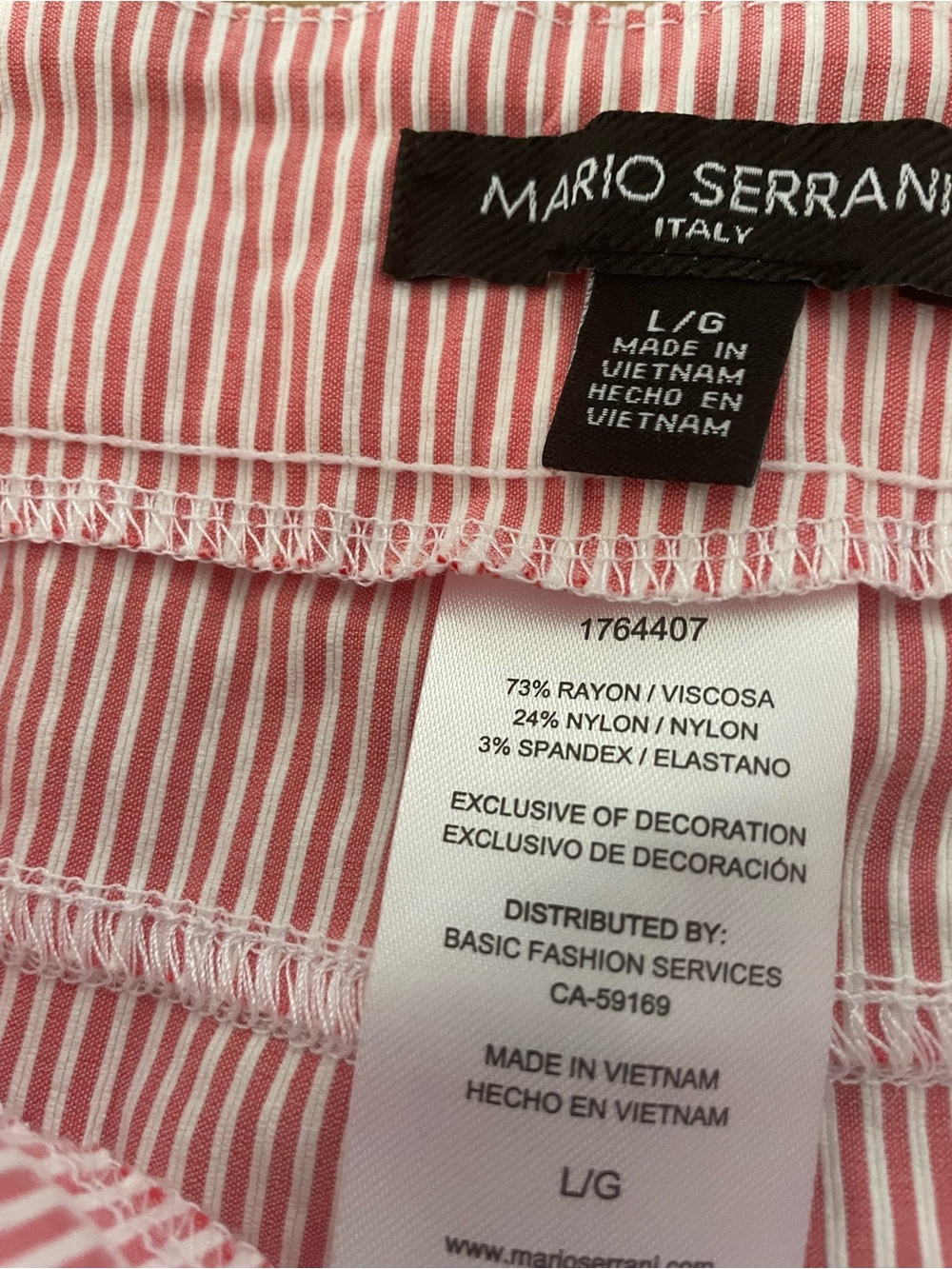 Mario Serrani Pink & White Striped Straight Leg Pants - Picture 5 of 5